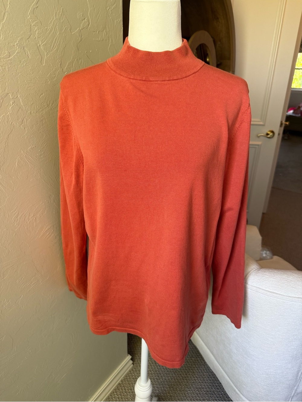 Pendleton XL Burnt Orange Silk Blend Mock Neck Sweater